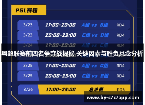 粤超联赛前四名争夺战揭秘 关键因素与胜负悬念分析